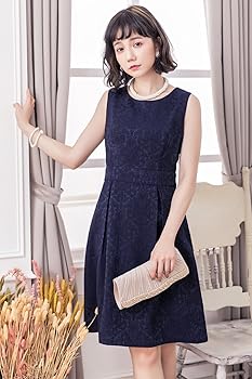 nina 結婚式 お呼ばれ ノースリーブ パーティードレス PourVous ドレス ノースリーブ＆ミモレ丈 パーティードレス